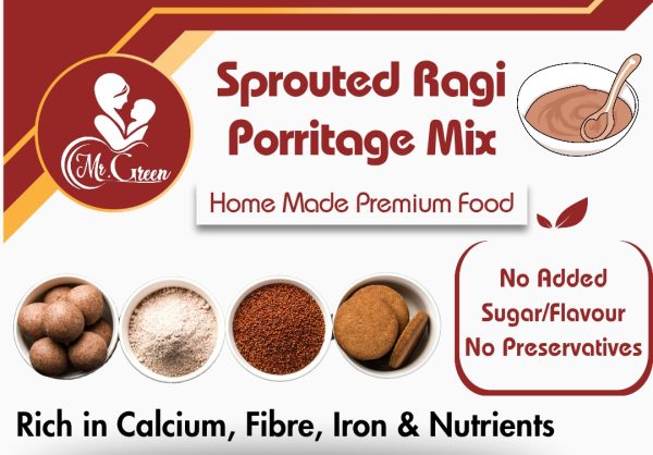 Mr.Green - Sprouted RAGI Powder | Pack of 200 Grams |  Porridge Mix For Kids | No Flavor & Preservatives | 100% Homemade Food for 6+ Months Babies - Image 2